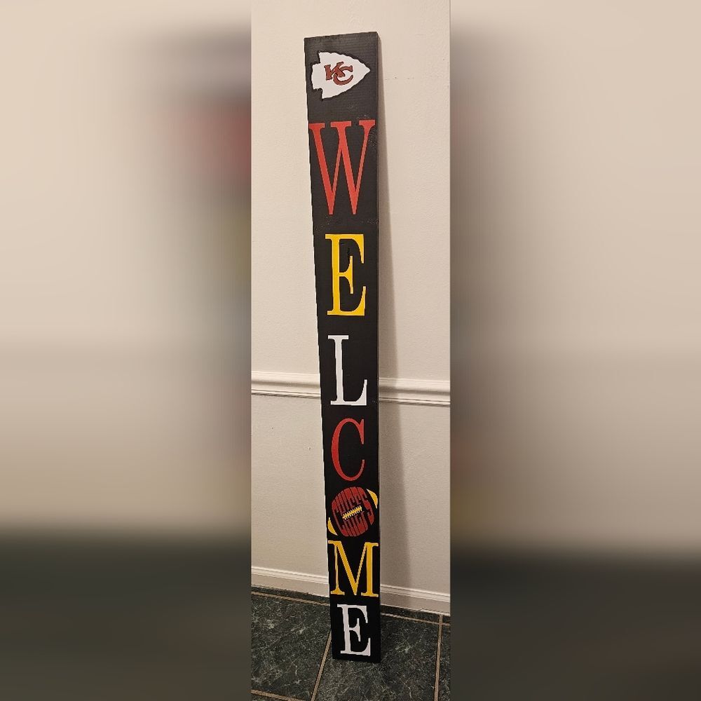 Kansas City Chiefs Welcome Sign Porch Leaner